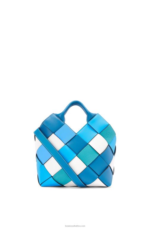 Loewe Women Small Surplus Leather Woven basket bag in calfskin 206XF104 Blue - Image 1