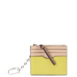 Loewe Women Square cardholder in soft grained calfskin with chain 206XF1381 Nude/Citronelle