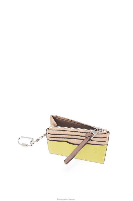 Loewe Women Square cardholder in soft grained calfskin with chain 206XF1381 Nude/Citronelle - Image 4