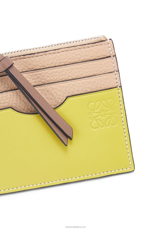 Loewe Women Square cardholder in soft grained calfskin with chain 206XF1381 Nude/Citronelle - Image 5
