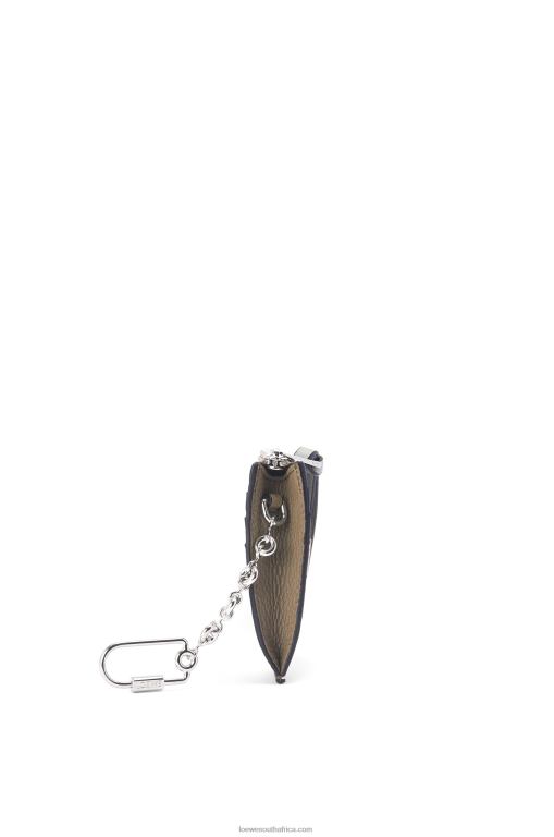 Loewe Women Square cardholder in soft grained calfskin with chain 206XF1382 Laurel Green/Ochre - Image 2