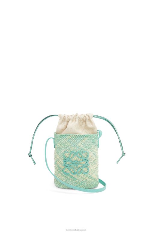Loewe Women Square pocket in iraca palm and calfskin 206XF317 Fresh Mint - Image 1