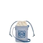 Loewe Women Square pocket in iraca palm and calfskin 206XF318 Denim Blue