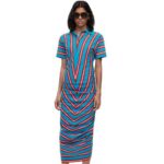 Loewe Women Stripe polo dress in cotton 206XF1102 Red/Blue