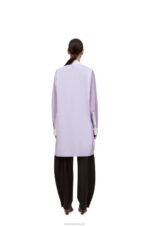 Loewe Women Striped asymmetric shirt in striped cotton poplin 206XF891 Lilac/White - Image 2