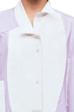 Loewe Women Striped asymmetric shirt in striped cotton poplin 206XF891 Lilac/White - Image 3