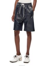 Loewe Women Tracksuit shorts in nappa 206XF1117 Navy/Yellow - Image 2