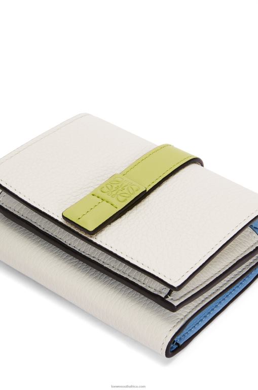 Loewe Women Trifold wallet in soft grained calfskin 206XF1227 Soft White/Lime Yellow - Image 6