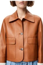 Loewe Women Turn-up jacket in nappa lambskin 206XF1136 Tan - Image 4