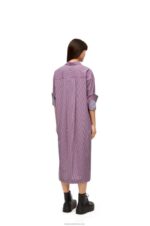 Loewe Women Turn-up shirt dress in striped cotton 206XF1035 Blue/Red - Image 2