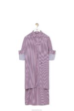 Loewe Women Turn-up shirt dress in striped cotton 206XF1035 Blue/Red - Image 5